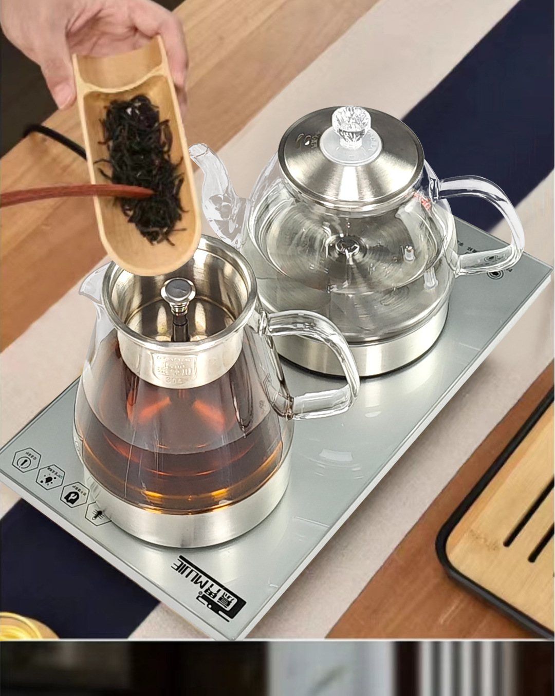 智能全自动底部上水电热烧水壶茶桌抽水嵌入式茶台一体机泡茶专用详情13