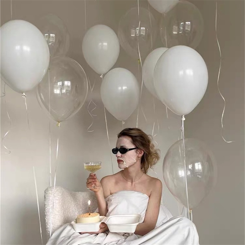 12寸白色透明乳胶气球幼儿园装饰场景布置生日派对情人节装饰气球详情2