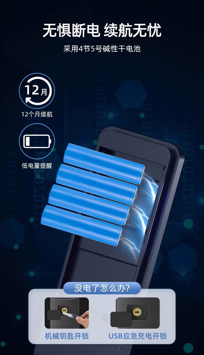 قفل الباب الذكي الأسود يدعم التحكم عن بعد في APP Doorlock pic 16