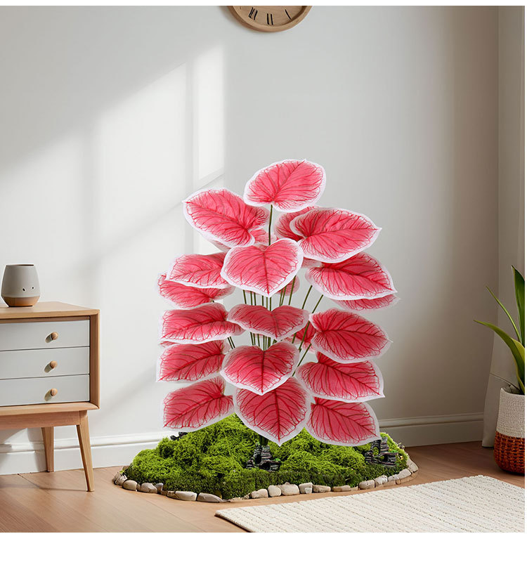 Artificial green plants, artificial flowers, wedding decorations, plastic red-leaf plants, Nordic-style indoor and outdoor floor-standing decorative items pic 4