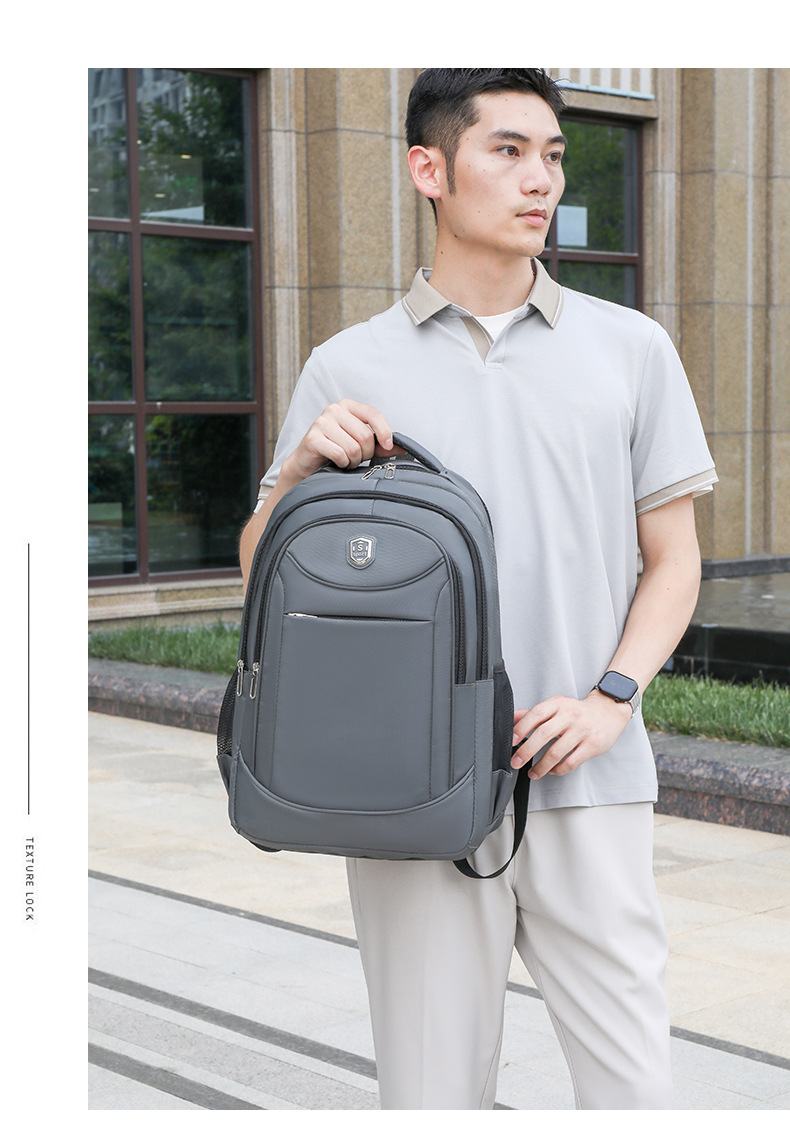 简约商务双肩包男士出行百搭多层旅行背包初高中学生多功能电脑包详情26