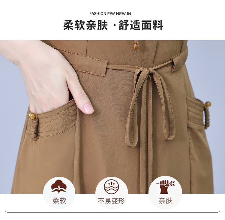 新中式V领连衣裙女2024夏季新款气质中长款收腰显瘦中年妈妈裙子详情12