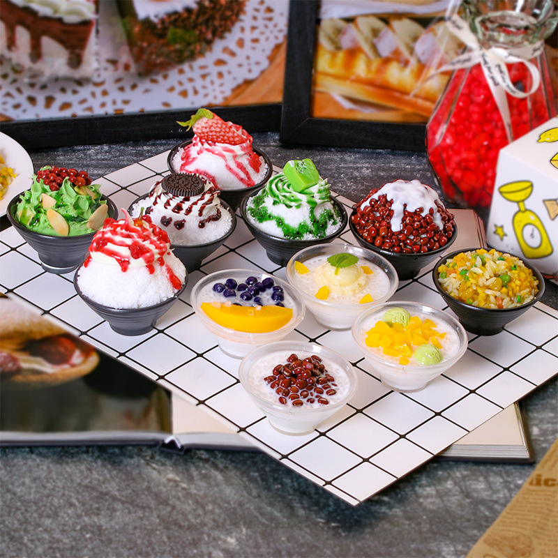 仿真沙冰小黑碗蛋糕模型冰激凌食物道具装饰物冰粉道具详情2