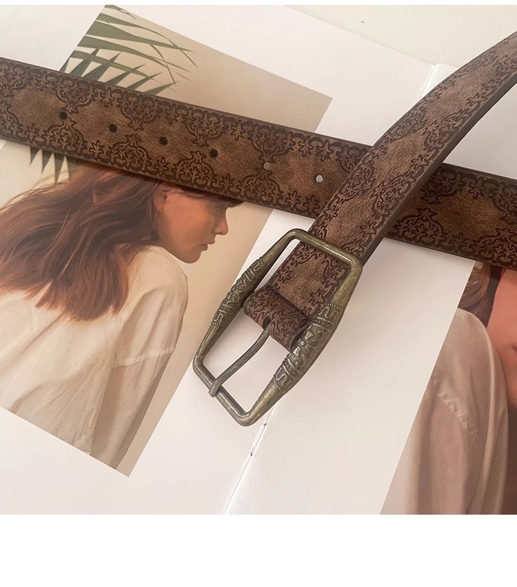 American retro belt for women, new ethnic style belt, versatile with jeans, high-end brown pic 16