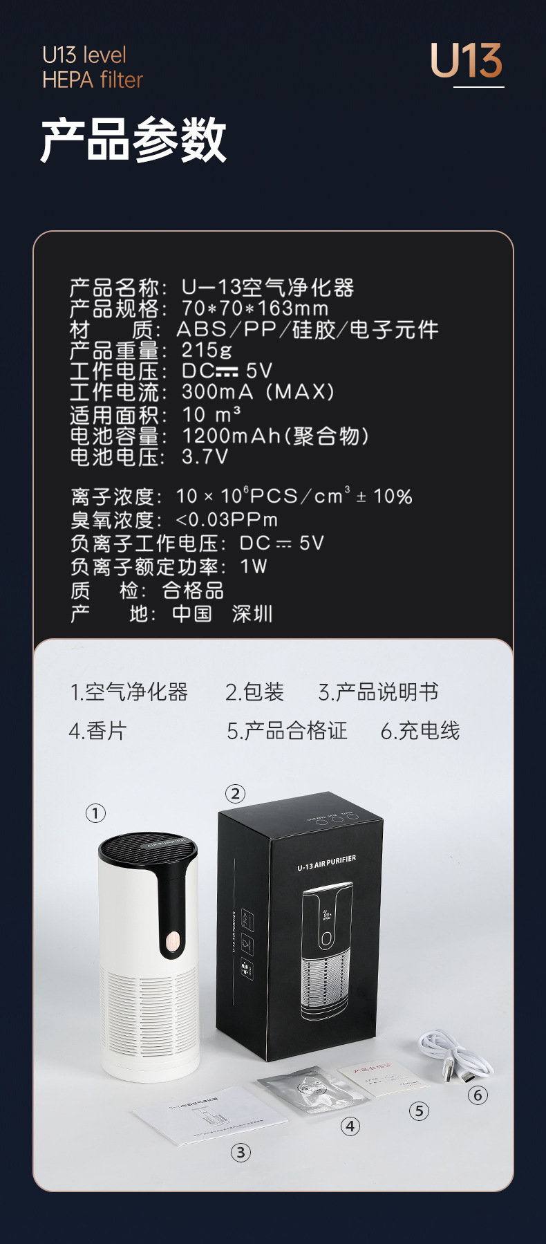 跨境香薰负离子空气净化器 USB充电数显香薰除味尘车载空气净化器详情18