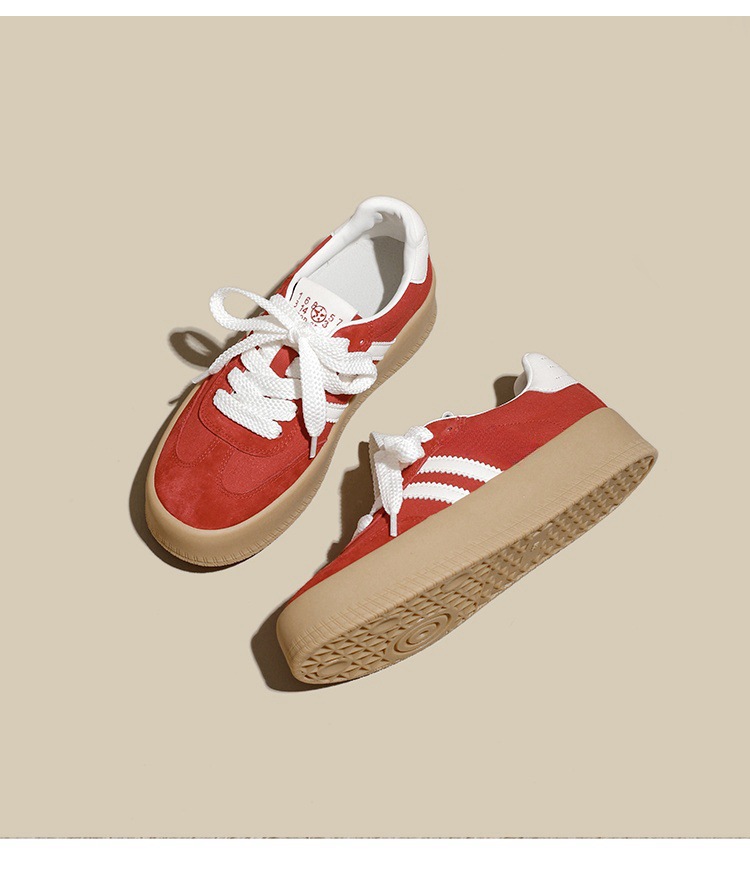 厚底拼色德训鞋女2025新款小个子增高百搭平底系带运动休闲阿甘鞋详情27
