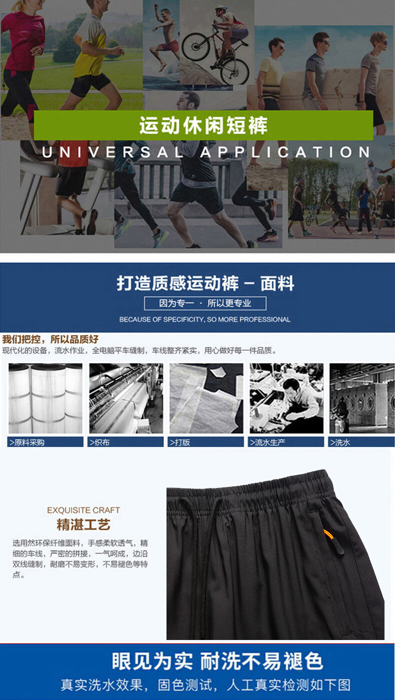 夏季冰丝运动速干裤男士短裤宽松5分大裤衩外穿沙滩休闲中裤批发详情4