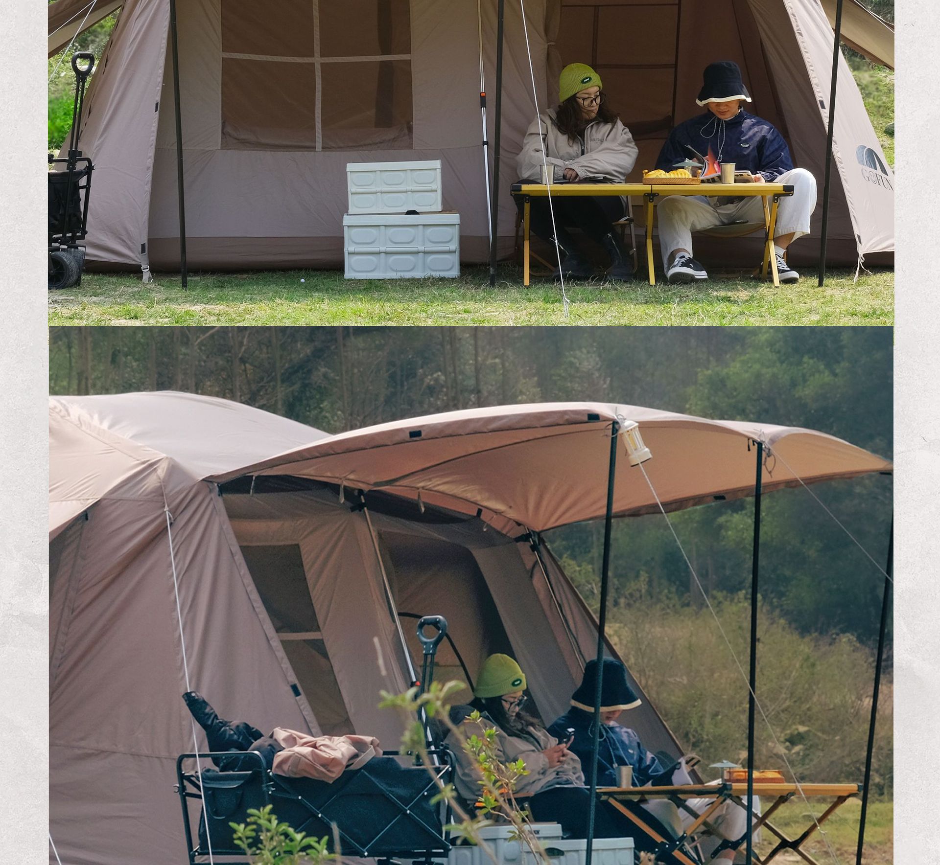厂家批发屋脊13帐篷全自动野营防雨加厚银胶速开两室一厅露营帐篷详情16