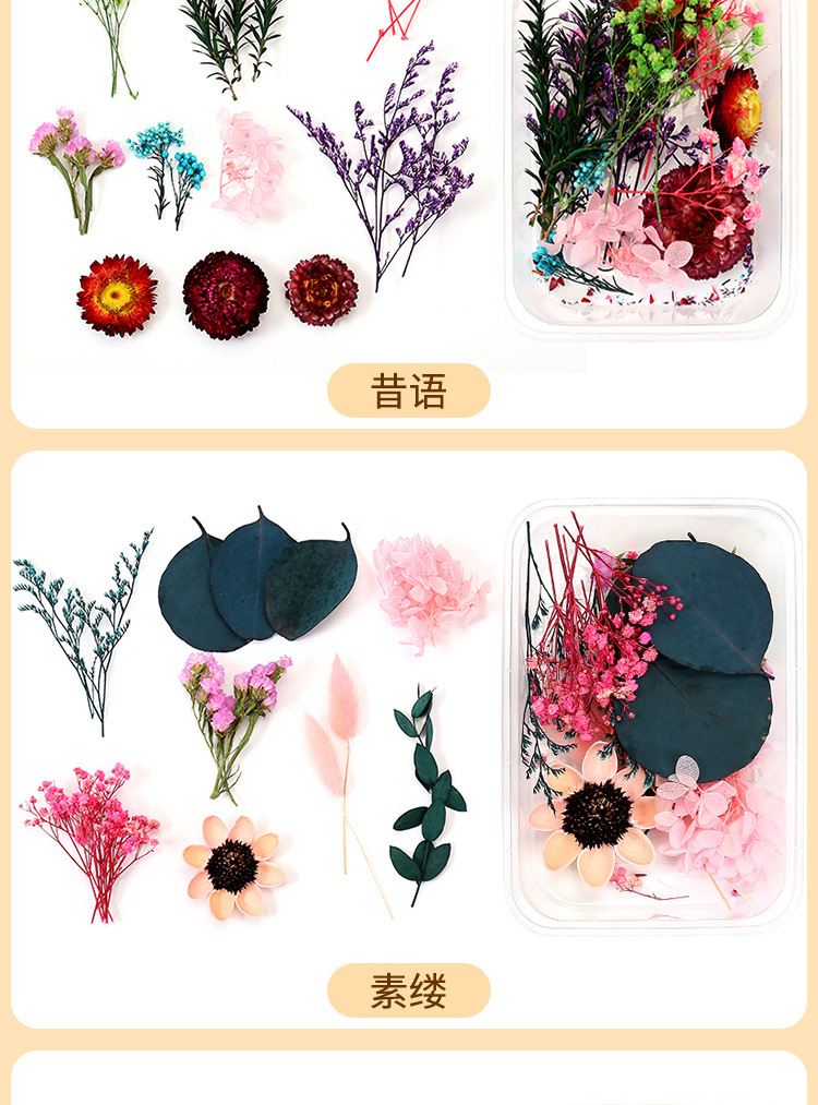 天然干花永生花假花仿真花团扇贴画材料包干花贺卡相框手工diy详情3