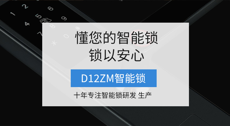 Tongtong Lock Silver and black dual-color smart door lock with facial and fingerprint recognition and blue backlit keyboard pic 23