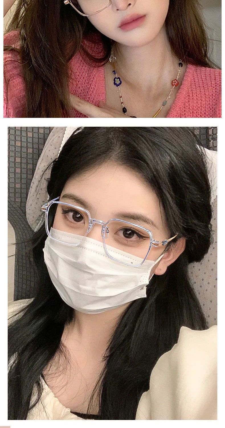 超轻眼睛眼镜女款清纯校园风学生大框平光镜防蓝光眼镜框镜架批发详情6