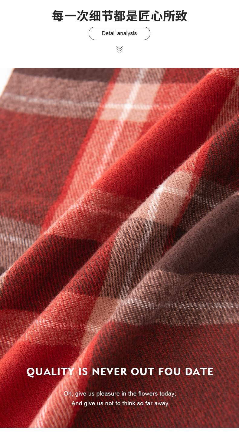 2025跨境仿羊绒格子围巾女冬季高级感时尚简约围脖中长款保暖披肩详情13