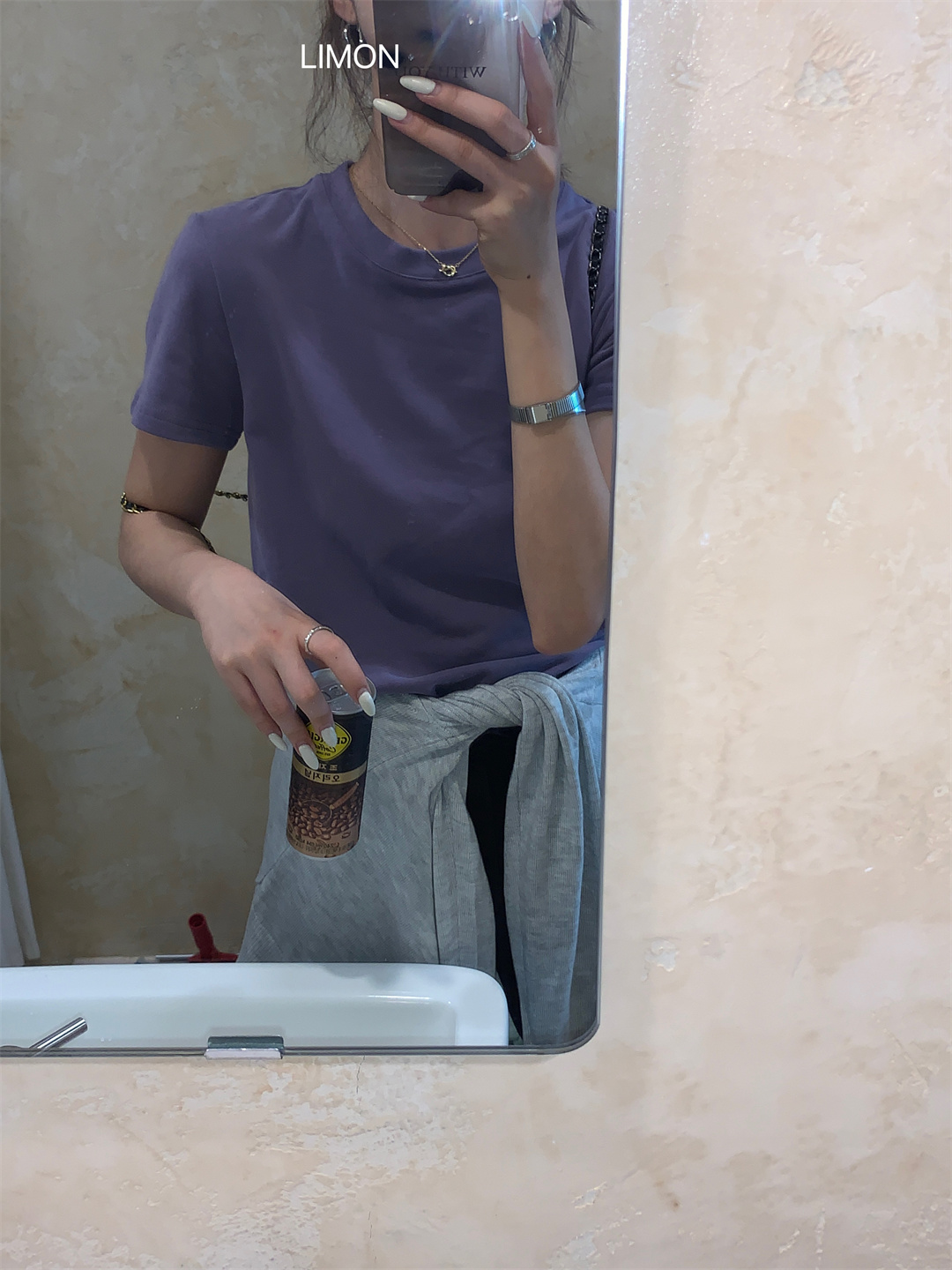 THE LEMON柠檬绿茶正肩磨毛短袖t恤女2024秋季新款百搭上衣打底衫详情64