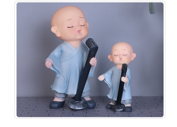 批发少林功夫小和尚摆件茶宠摆设创意禅意中式可爱客厅桌面装饰品详情8