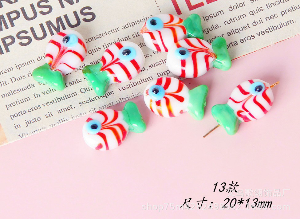 古法工艺琉璃可爱小鱼DIY 项链手链手机链饰配详情13