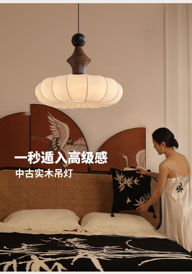 Zhaoying Bamboo Joint retro vintage bedroom chandelier, log style dining room lamp, high-end room solid wood wabi-sabi style lamp pic 2