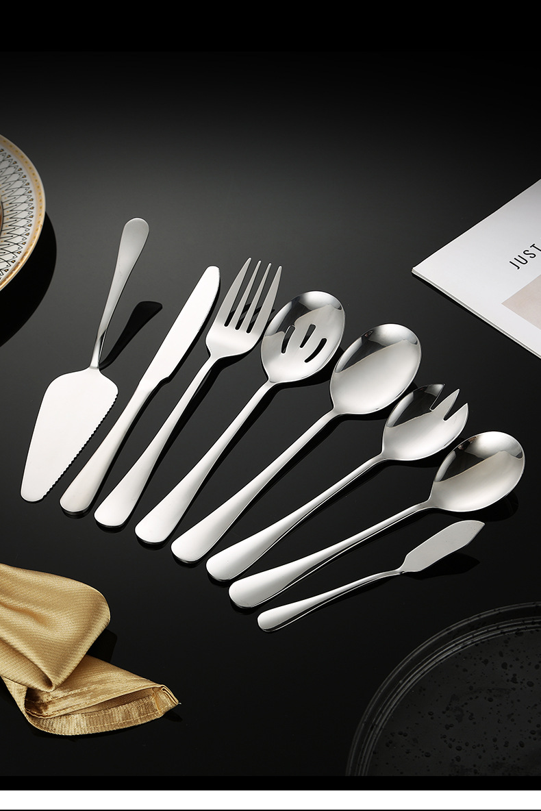 不锈钢勺子家用吃饭汤勺长柄甜品圆尖勺酒店1010西餐具牛排刀叉勺详情16