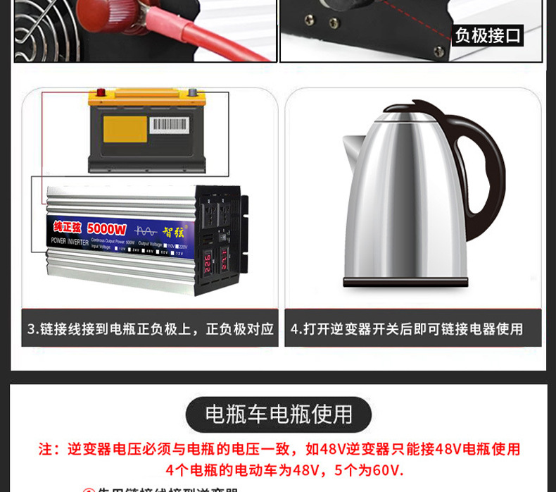 纯正弦波逆变器智弦12V24V48V60V转220V家用货车载大功率inverter详情22