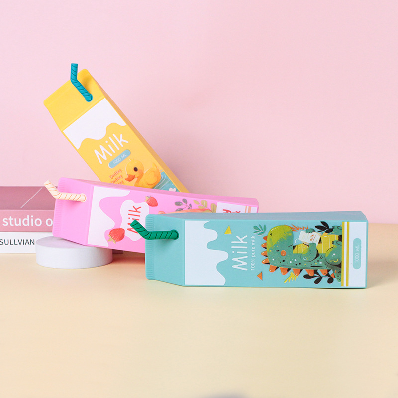 创意高颜值简约牛奶零食卡通笔袋大容量便携小学生文具盒收纳袋详情2