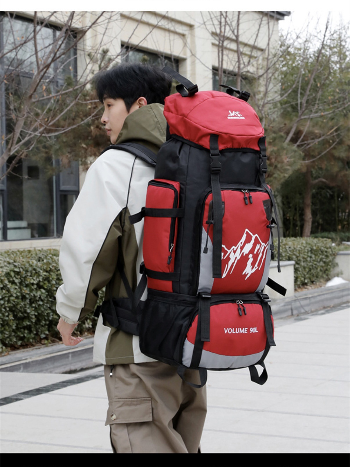 外贸新款登山包男时尚露营穿越运动包户外徒步运动双肩包旅行背包详情15