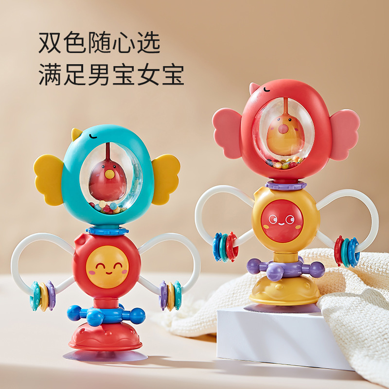 儿童贝婴跨境热销乌龟转转乐吸盘餐桌益智玩具2合1摇铃浴室模型动植物详情4