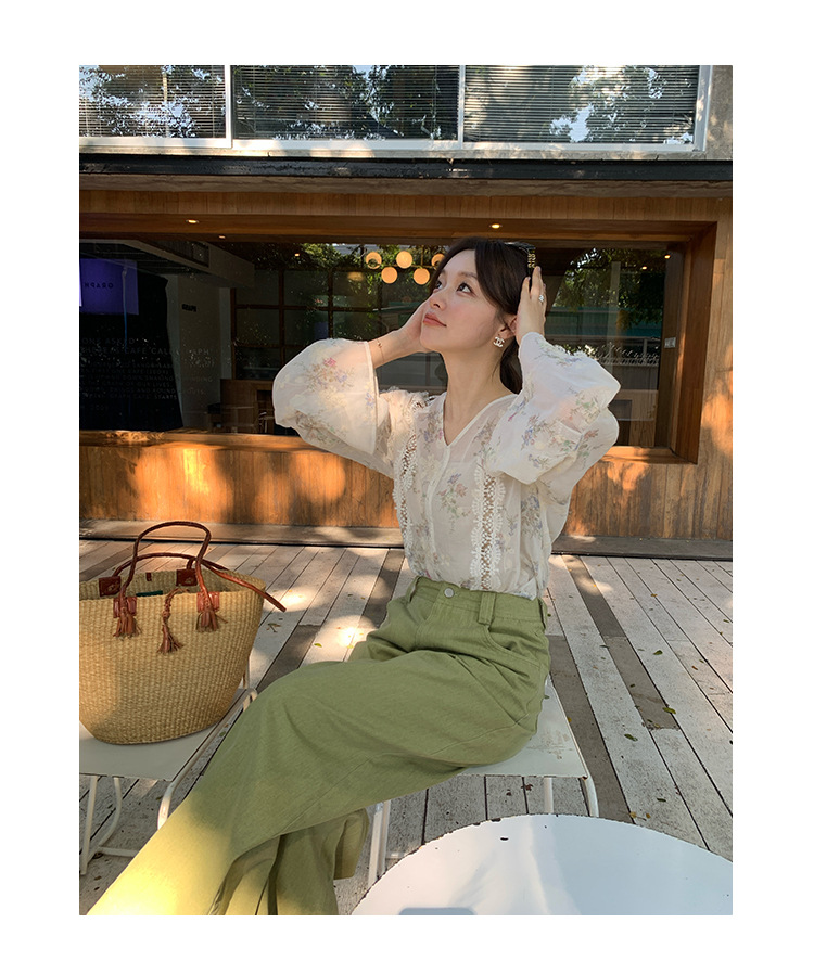 New Chinese-style Zen-inspired, stylish, unique and exquisite openwork chiffon shirt C3552 pic 11