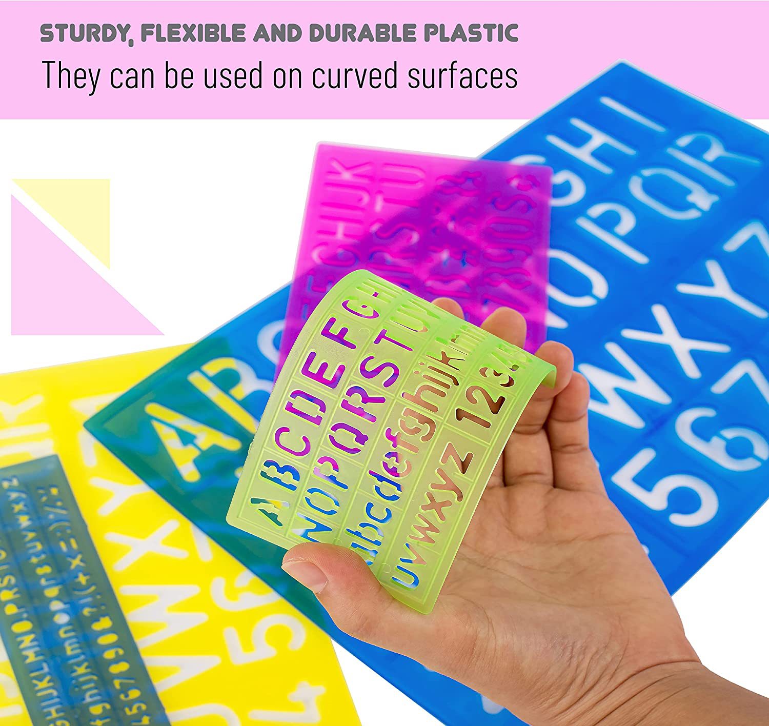 Customized PP letter template ruler for foreign trade color, primary school student letter ruler set pic 3
