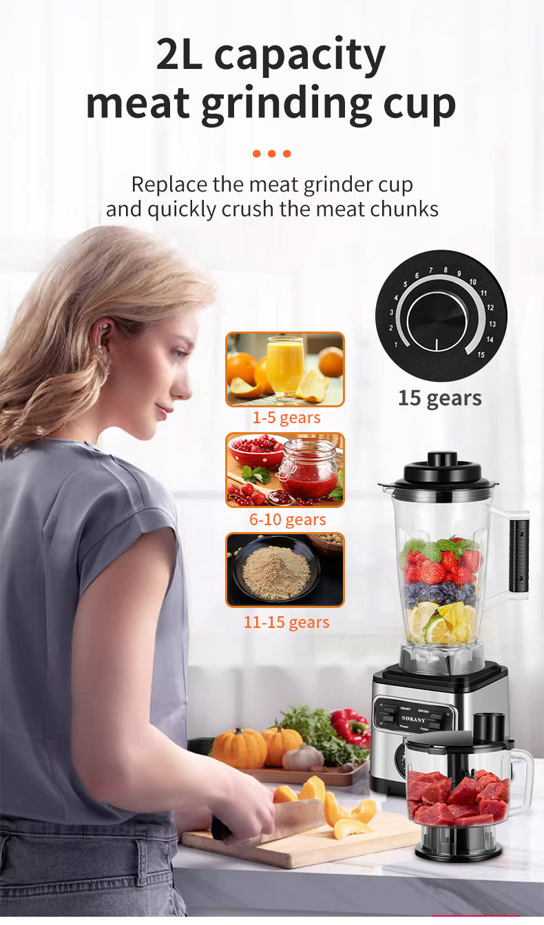 New SOKANY3333 blender, a household three-in-one meat grinder, bean grinder, ice crusher, food processor, juicer and blender pic 6