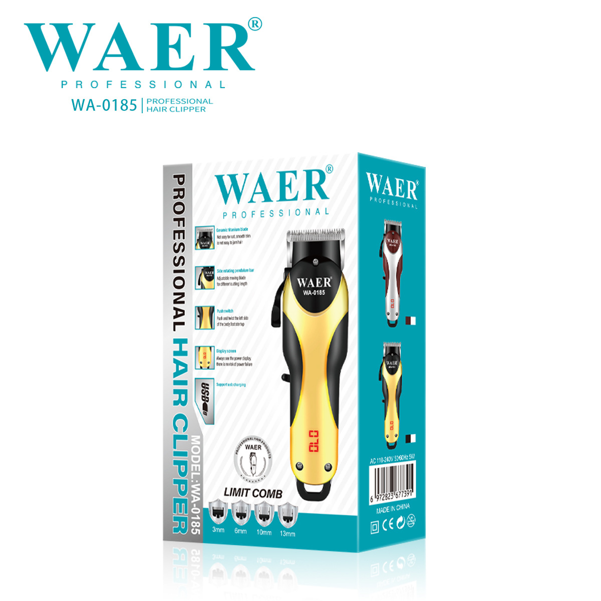 新跨境WAER 电推剪智能数显剃头推子家用电动理发器理发剪WA-0185详情8