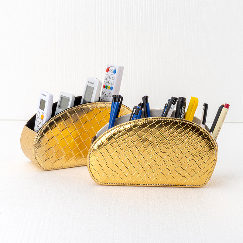 Amazon Home Goods desktop remote control, PU leather storage box, cosmetics storage, office organizing box pic 1