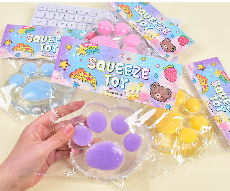 New large-sized round cat paw kneading Fun diy stress-relieving toy with light, extra-large tpr mud feel pic 9