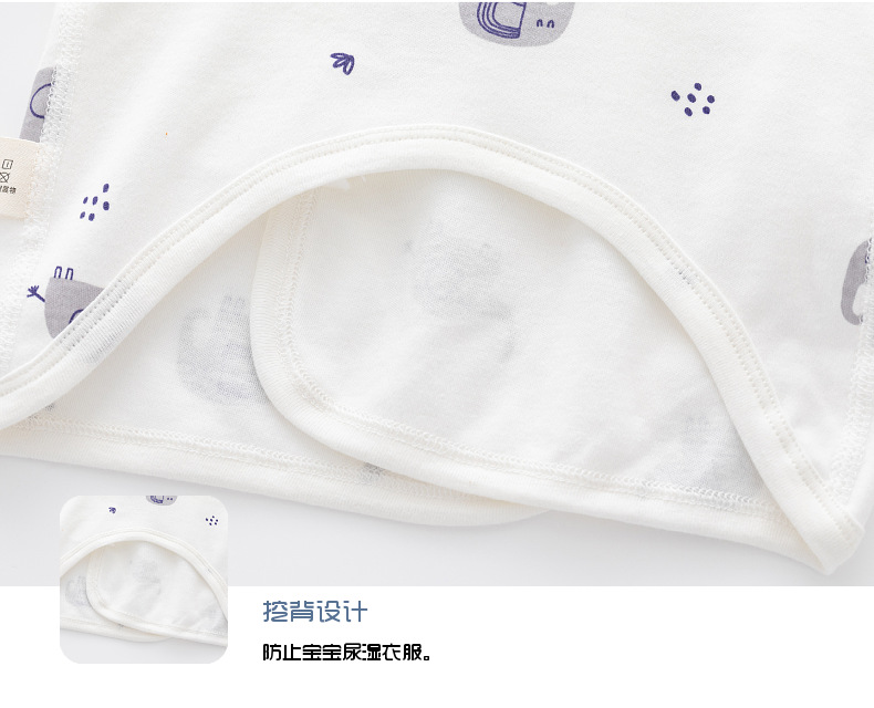 新生婴儿内衣服无骨纯棉春秋款魔术贴半背睡衣满月和尚服宝宝上衣详情23