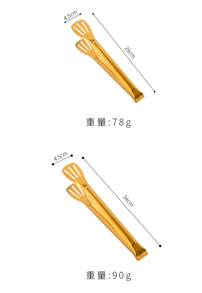 跨境韩式不锈钢食物夹自助餐夹烤肉烧烤夹商用加厚防烫面包牛排夹详情6