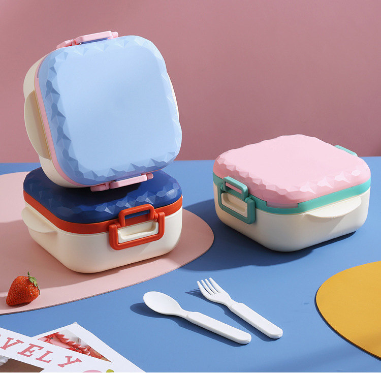 Nordic InS-style modern sealed lunch box, student dormitory bento box with lid, multi-functional compartments bowl with fork and spoon pic 24
