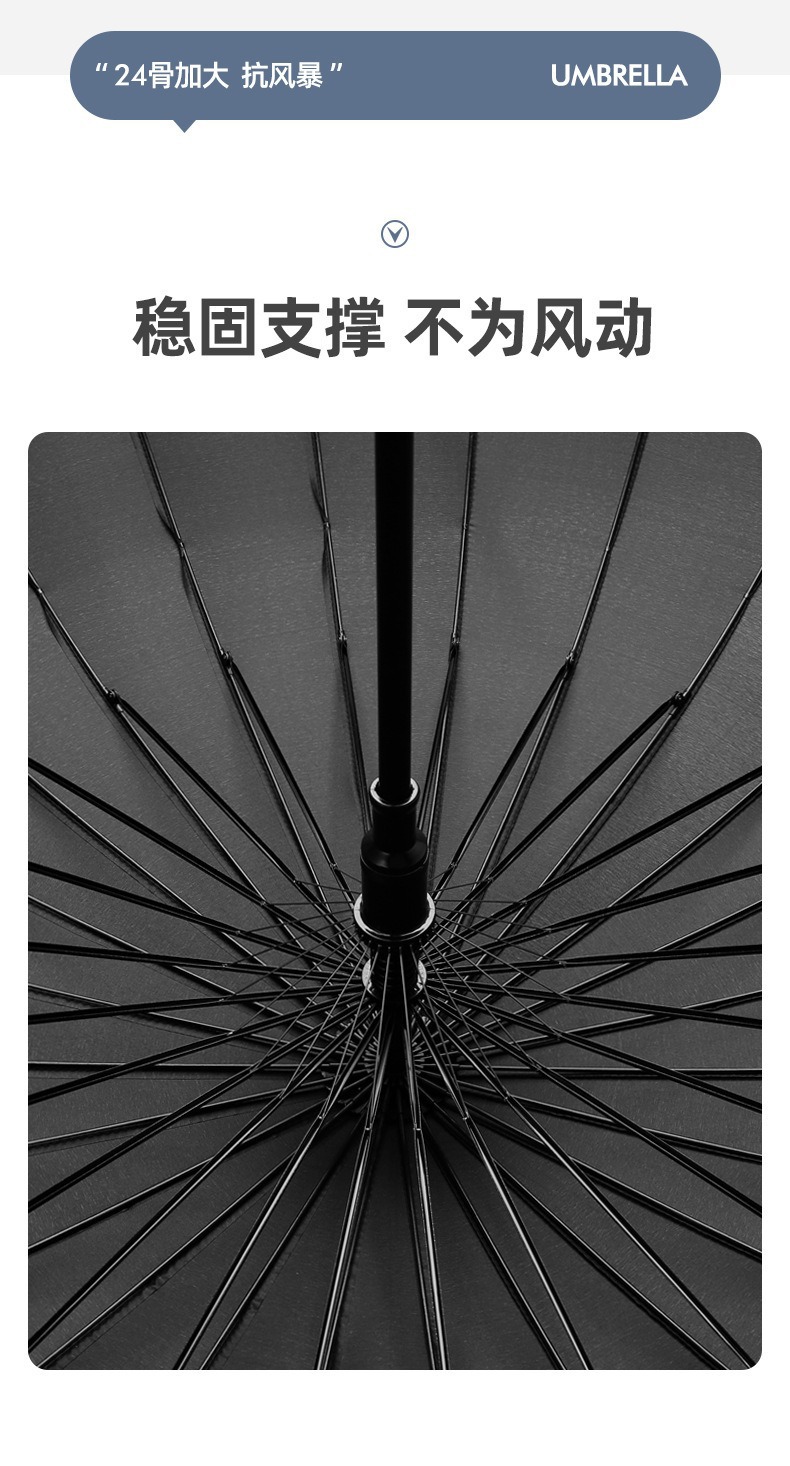 24骨雨伞超大号双人长柄伞加厚防晒加固抗风暴直杆广告伞定制logo详情11