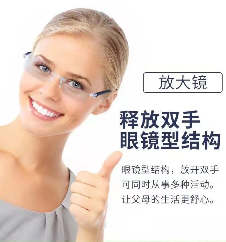 智能变焦老花镜自动调节度数远近两用高清防蓝光时尚无框老年眼镜详情10