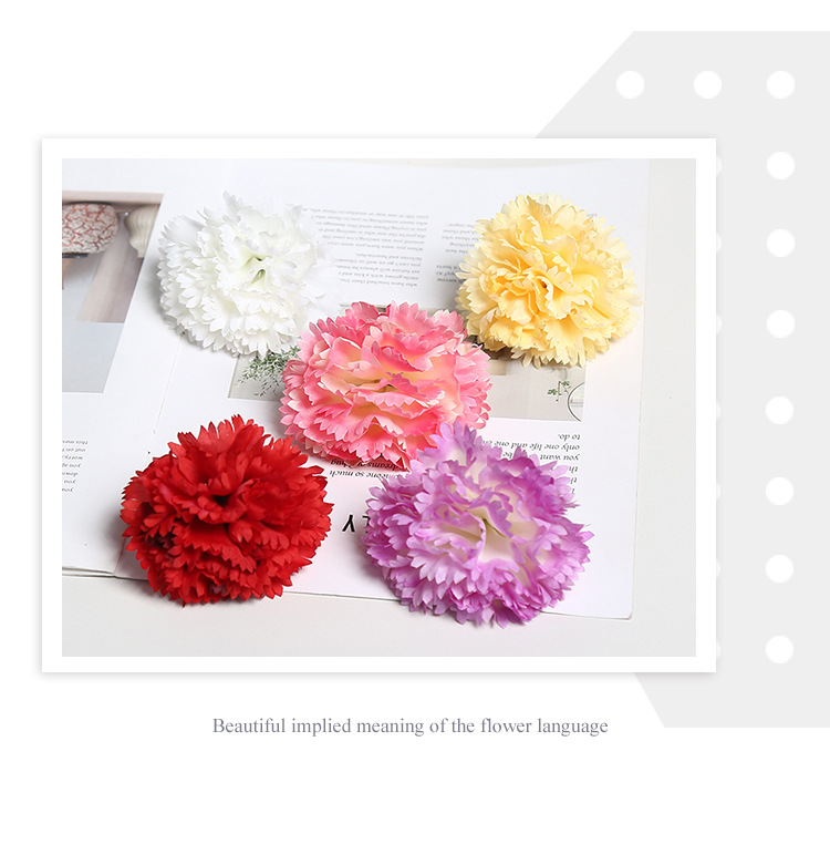 8cm仿真多色绢布康乃馨花头母亲节花束家居装饰diy插花蛋糕花配件详情7