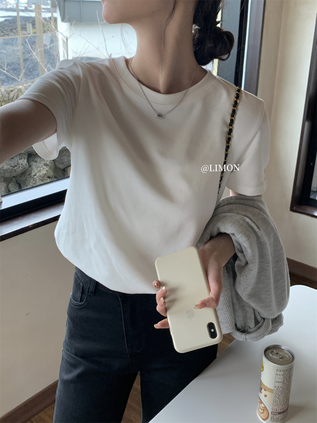 THE LEMON柠檬绿茶正肩磨毛短袖t恤女2024秋季新款百搭上衣打底衫详情24