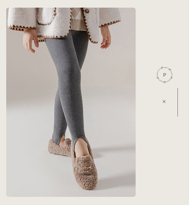 女童打底裤秋冬加绒加厚儿童保暖裤 竖条纹一体绒九分连裤袜批发详情17