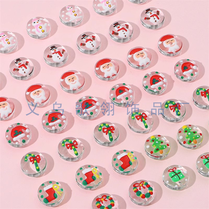 卡通圣诞系列滴油扁圆手工琉璃珠珠diy手作串珠项链手链材料配件详情12