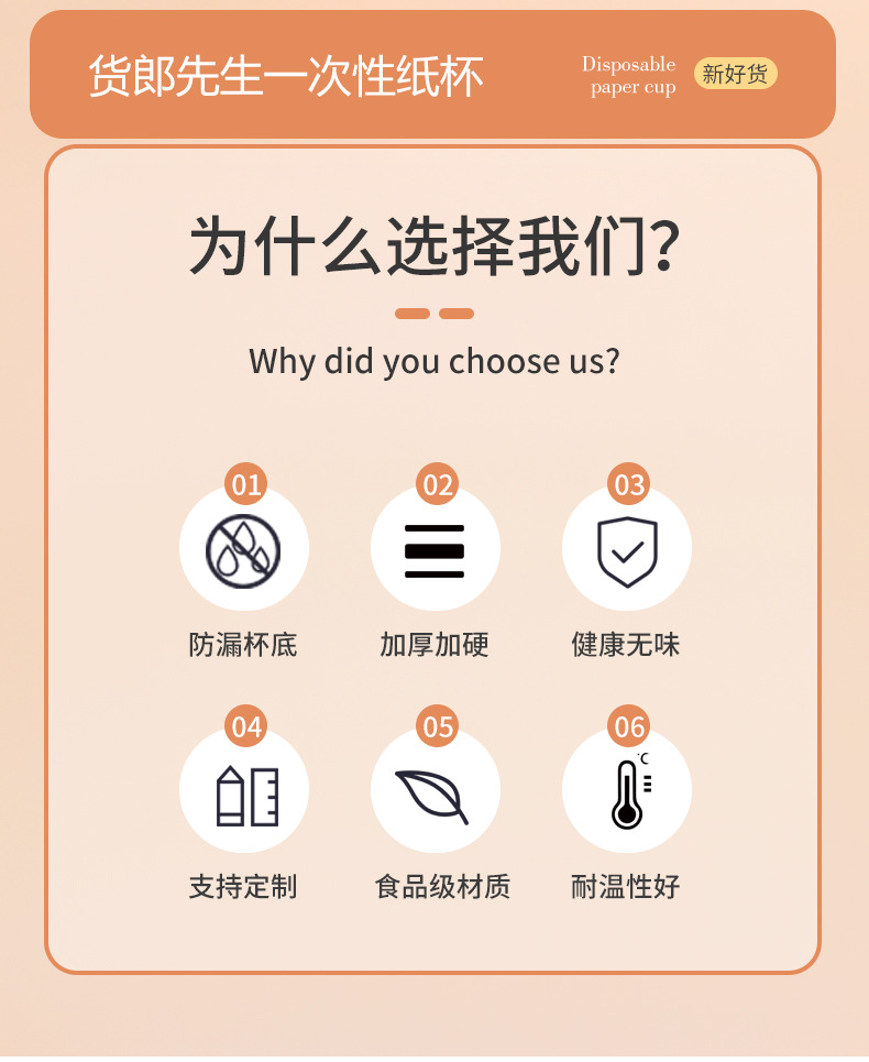 实力工厂一次性水杯 商务加厚纸杯子整箱商用家用一次性纸杯200ML详情2