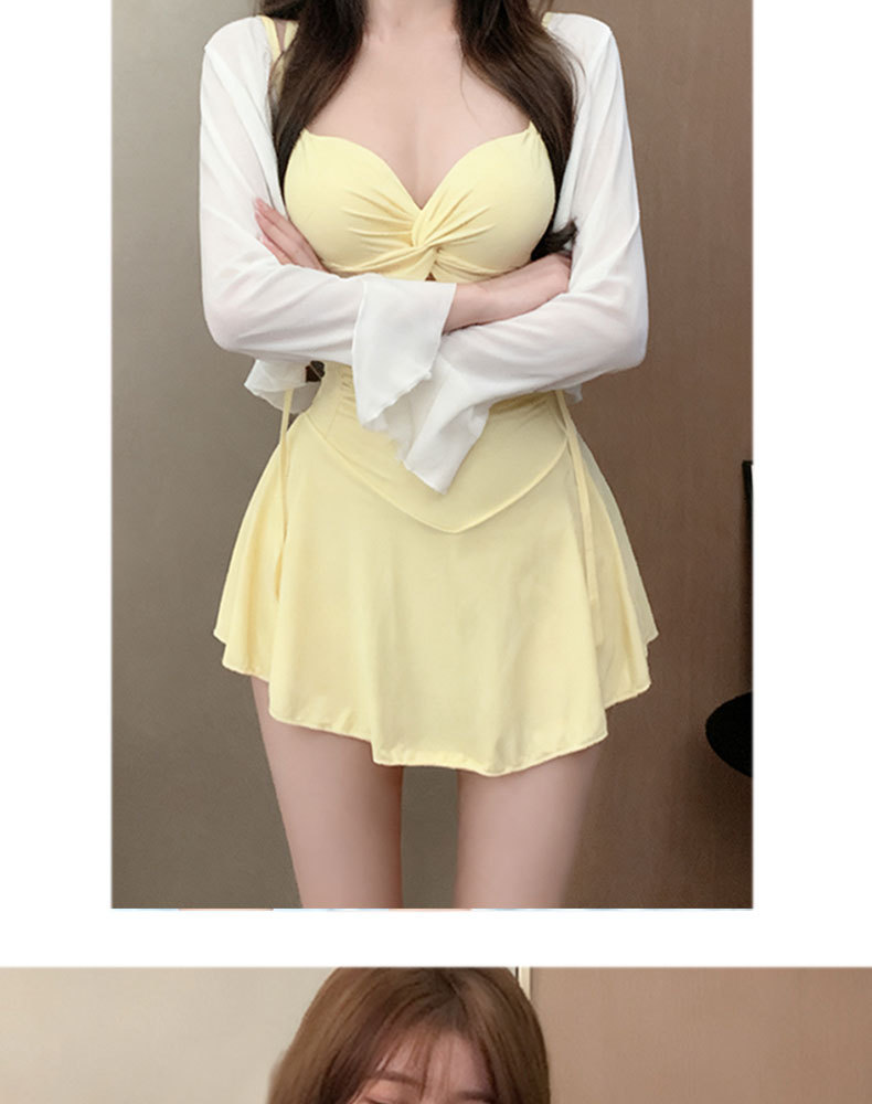 A new conservative one-piece swimsuit for women in 2026, which covers the belly and makes you look slimmer. Swimming women wear outer shirts to soak in hot springs. 125333 pic 10