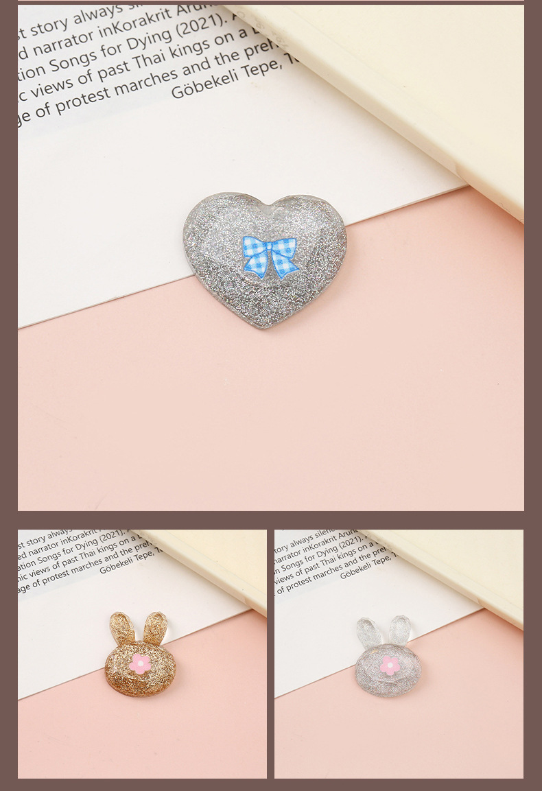 New cartoon glitter epoxy resin AB glue accessories, little cat five-pointed star patch, DIY phone case, hair accessory, headband material pic 17
