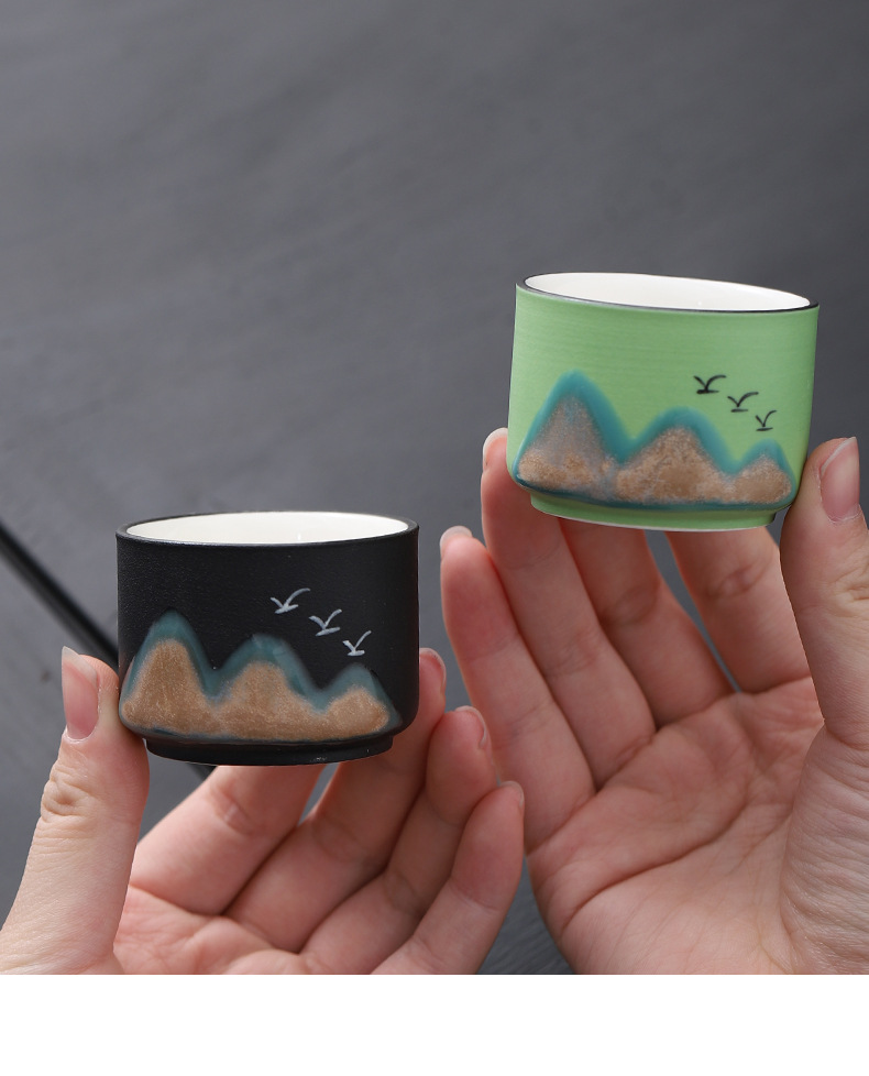 New Chinese-style distant mountain tea set, high-end kung Fu ceramic tea cups, portable tea brewing gift box, gift logo pic 14