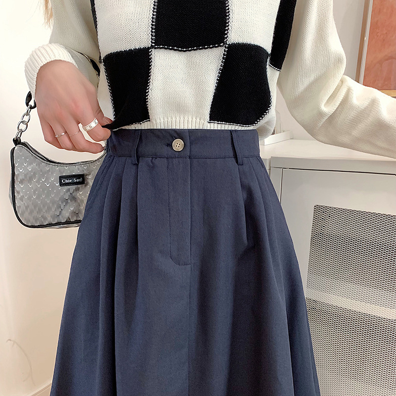 The new Korean-style slimming MIDI skirt for women in the 2022 autumn and winter season is in vogue with A large swing A-line skirt trend pic 29