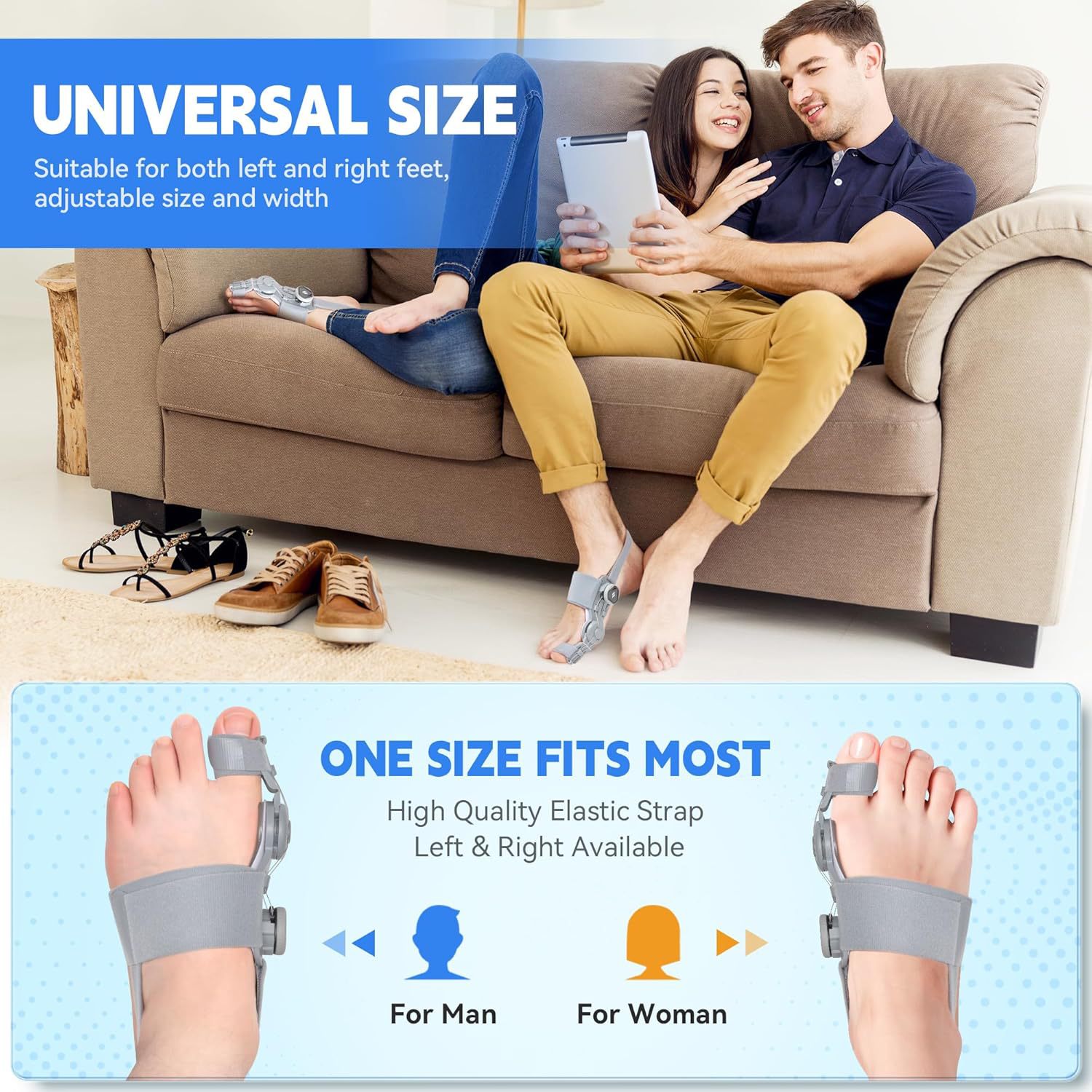 Knob adjustment of the thumb eversion corrector, big foot bone, foot protrusion separator, male and female overlapping toe separator pic 5