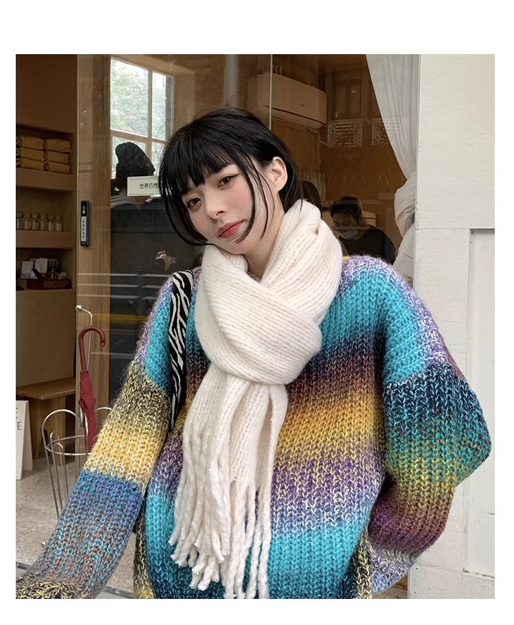 韩版纯色针织毛线围巾女秋冬季保暖ins学生软妹情侣款百搭围脖男详情12