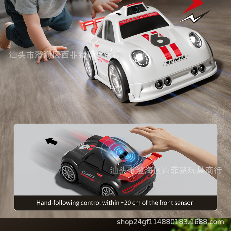 Cross-border remote control MINI car camera and photo cartoon Q-version mini screen control racing drifting C6 remote control car toy pic 36