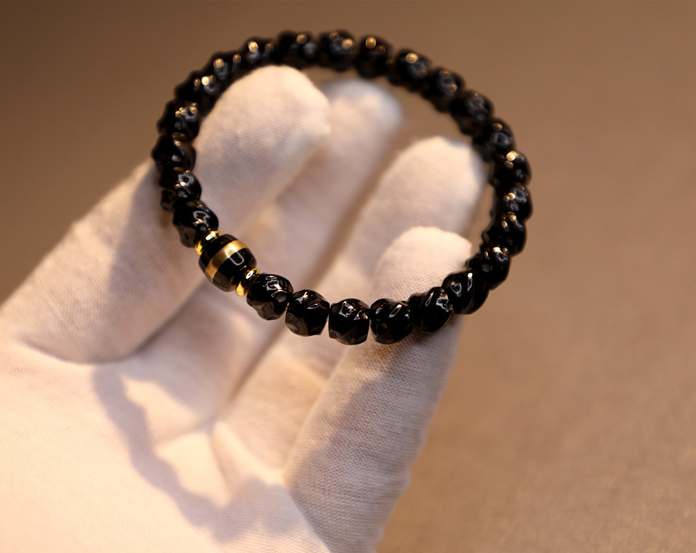 7*6mm premium Indonesian black gold coconut shell twisted bracelet, 108 handcrafted coconut shell bucket beads and Buddhist prayer beads pic 16