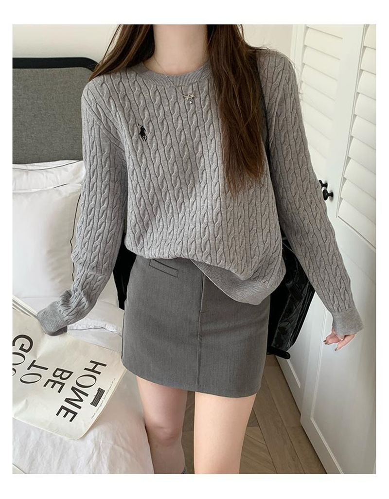 软糯毛衣女秋冬慵懒高级感2025新款麻花针织衫内搭打底上衣详情30
